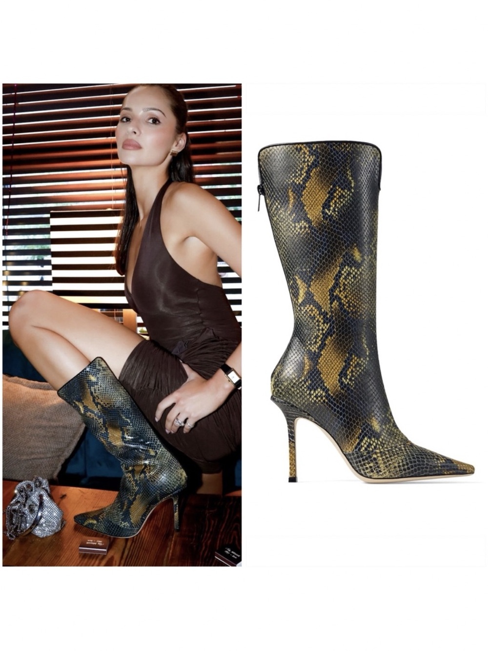New JIMMY CHOO Archive Collection Python Print Boots $1,795 39